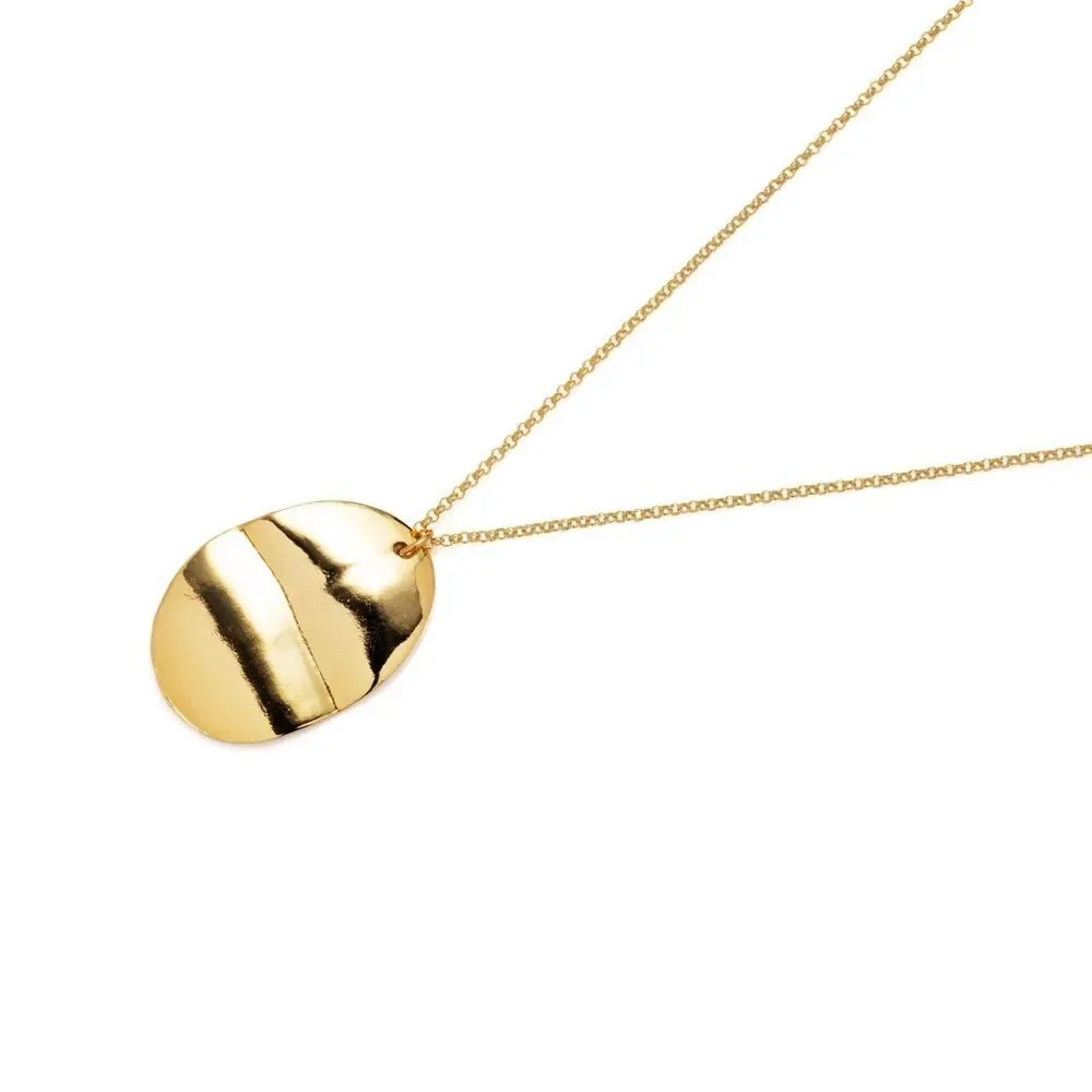 Gold Oval Pendant Necklace - 16” chain by Mayamar